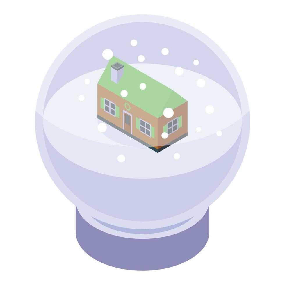 Snowglobe house icon, isometric style vector
