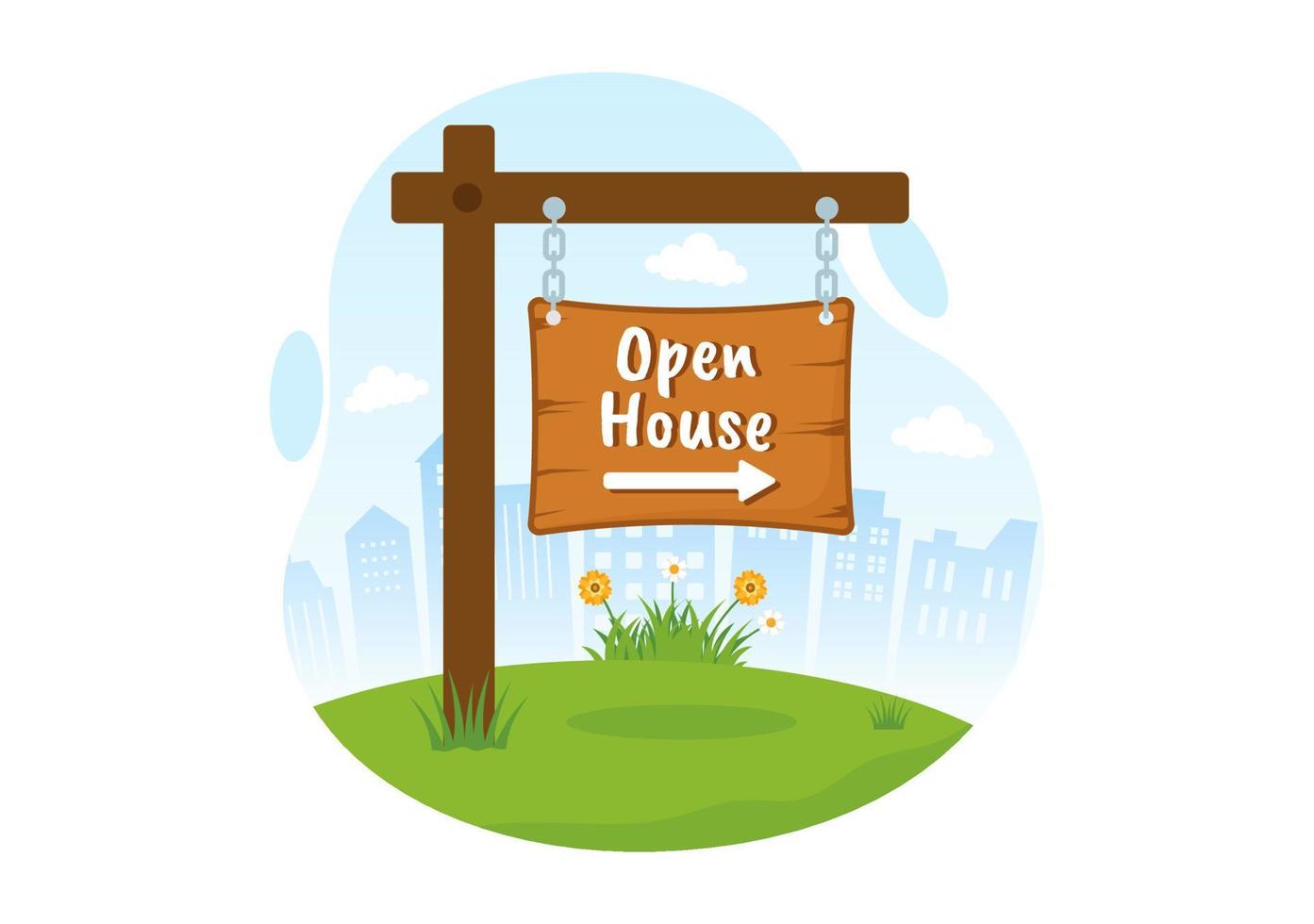 Open House for Inspection Property Welcome to Your New Home Real Estate Service in Flat Cartoon Hand Drawn Templates Illustration vector