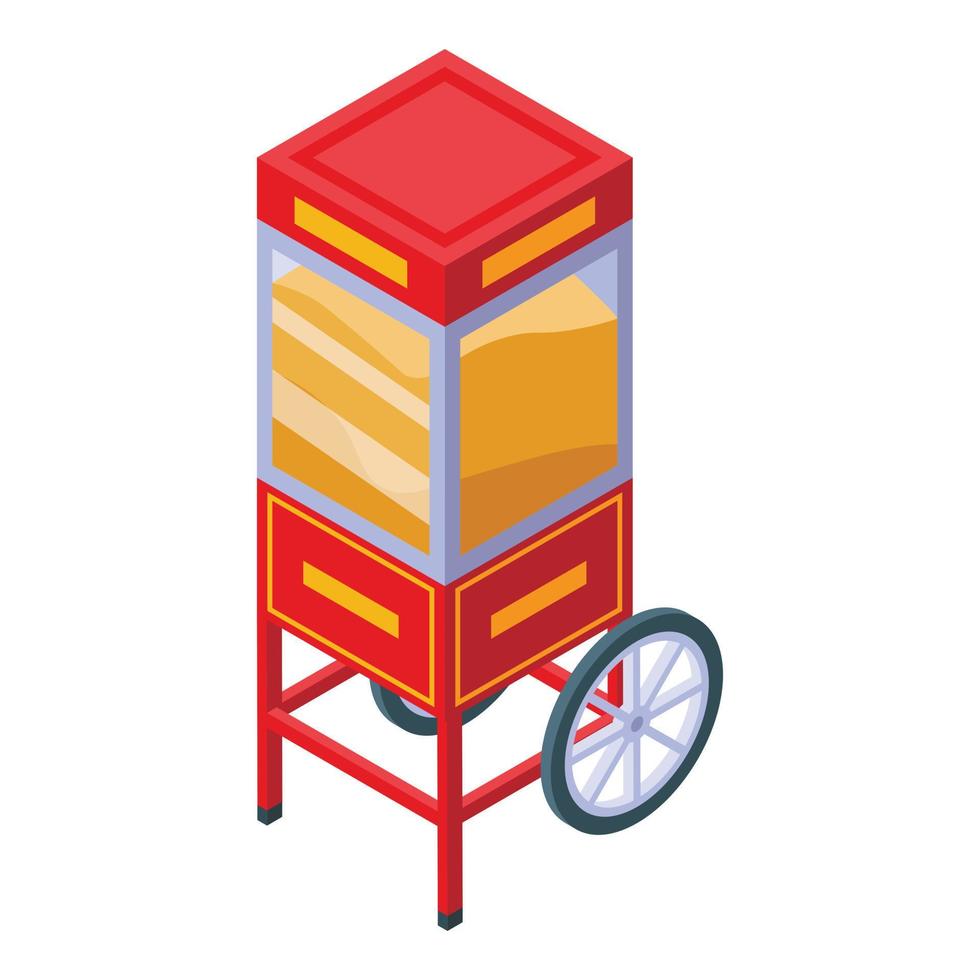 Popcorn cart icon, isometric style vector