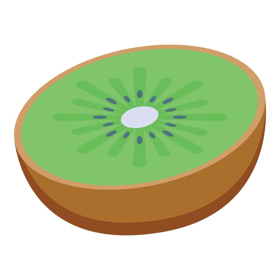 icono de kiwi medio cortado, estilo isométrico vector