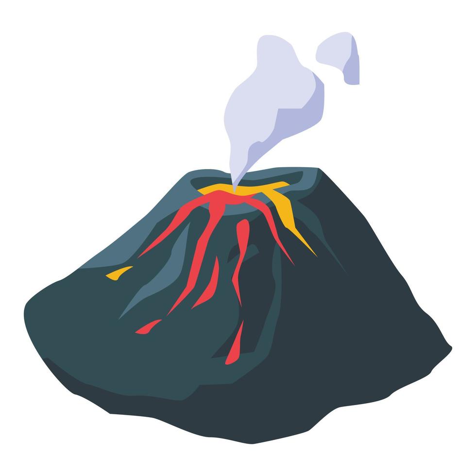 icono de volcán natural, estilo isométrico vector