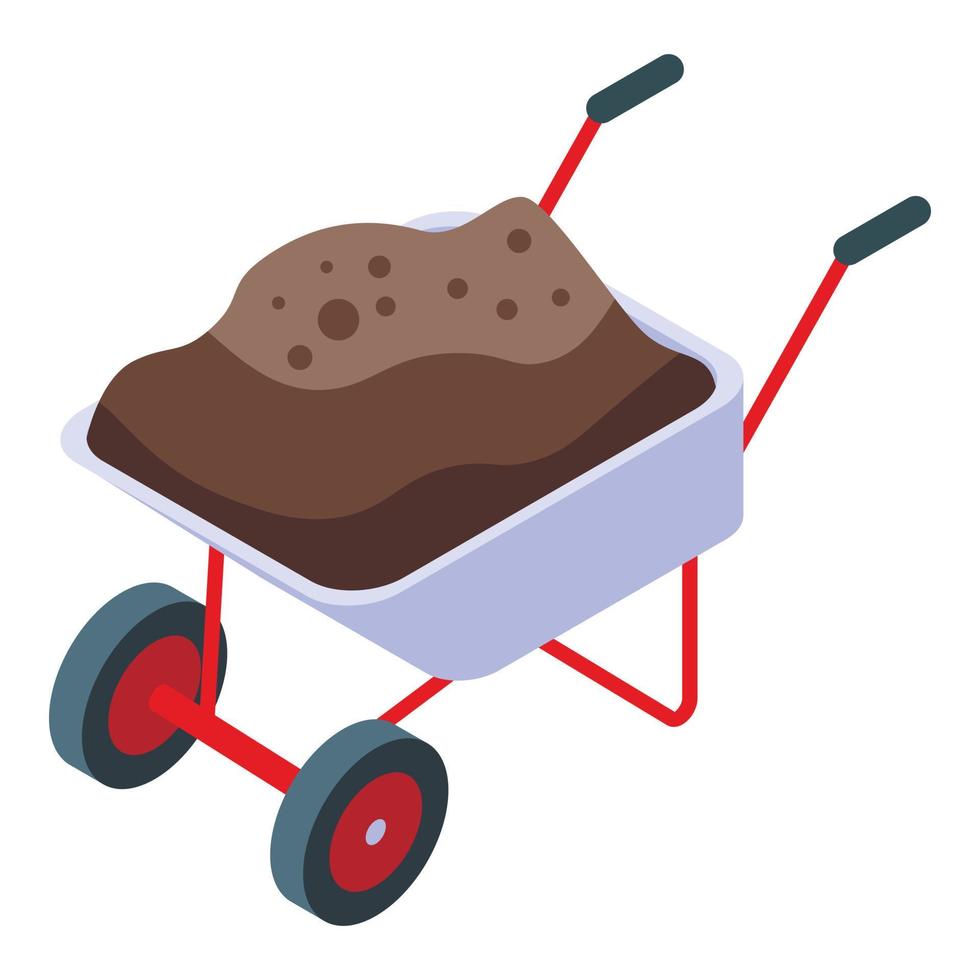 Ground wheelbarrow icon, isometric style vector
