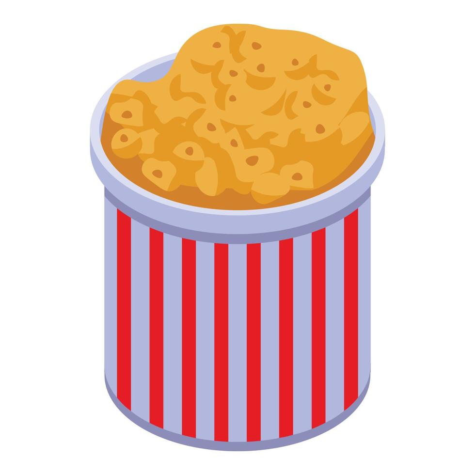 Popcorn bucket icon, isometric style vector