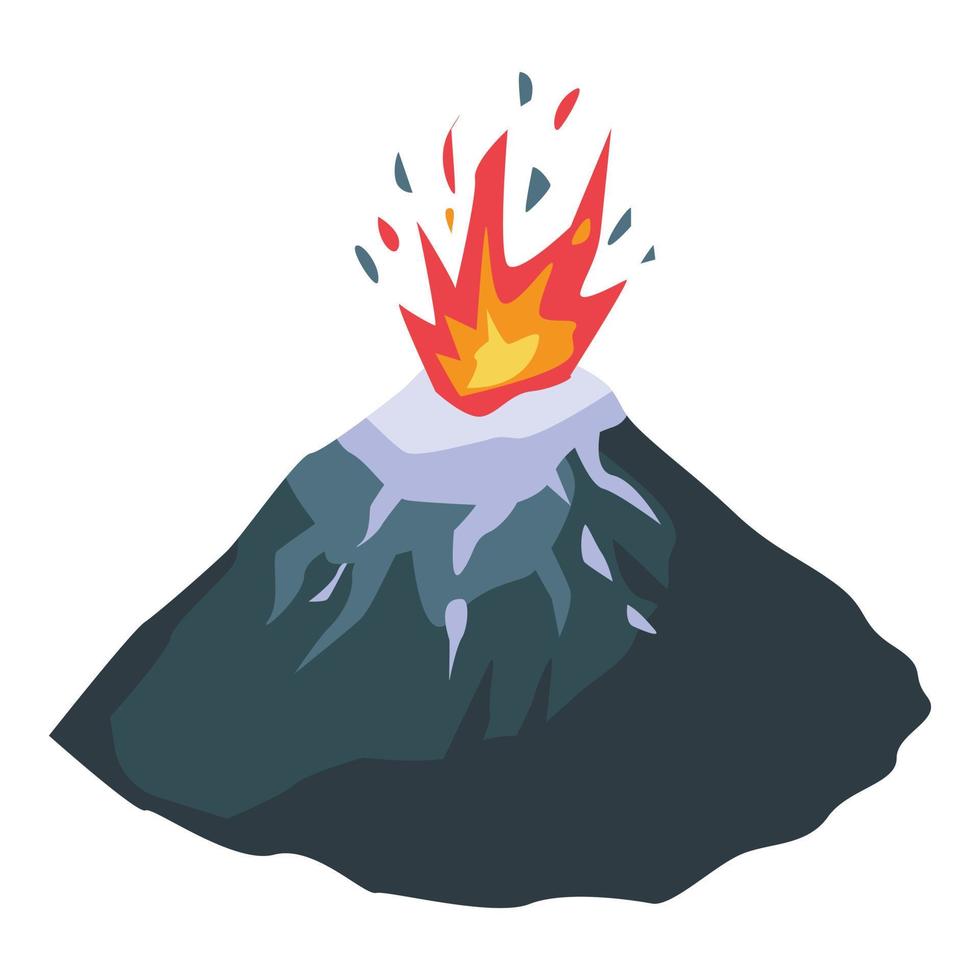 icono de volcán activo, estilo isométrico vector