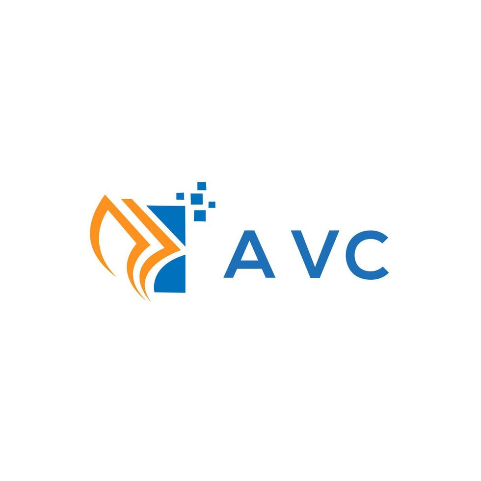 diseño de logotipo de contabilidad de reparación de crédito avc sobre fondo blanco. concepto de logotipo de letra de gráfico de crecimiento de iniciales creativas avc. diseño del logotipo de finanzas empresariales avc. vector