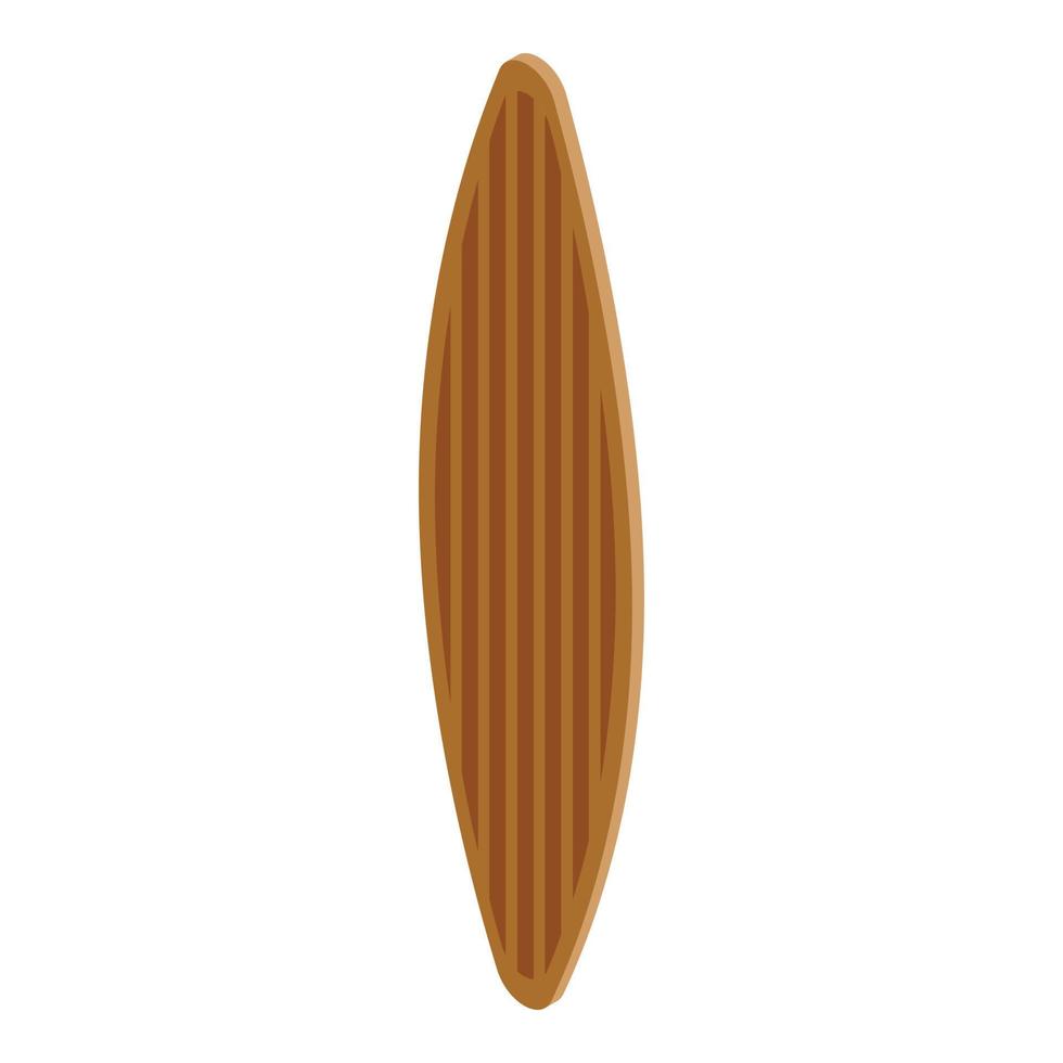 icono de tabla de surf de madera, estilo isométrico vector