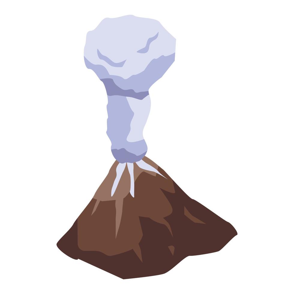 icono de volcán pequeño, estilo isométrico vector