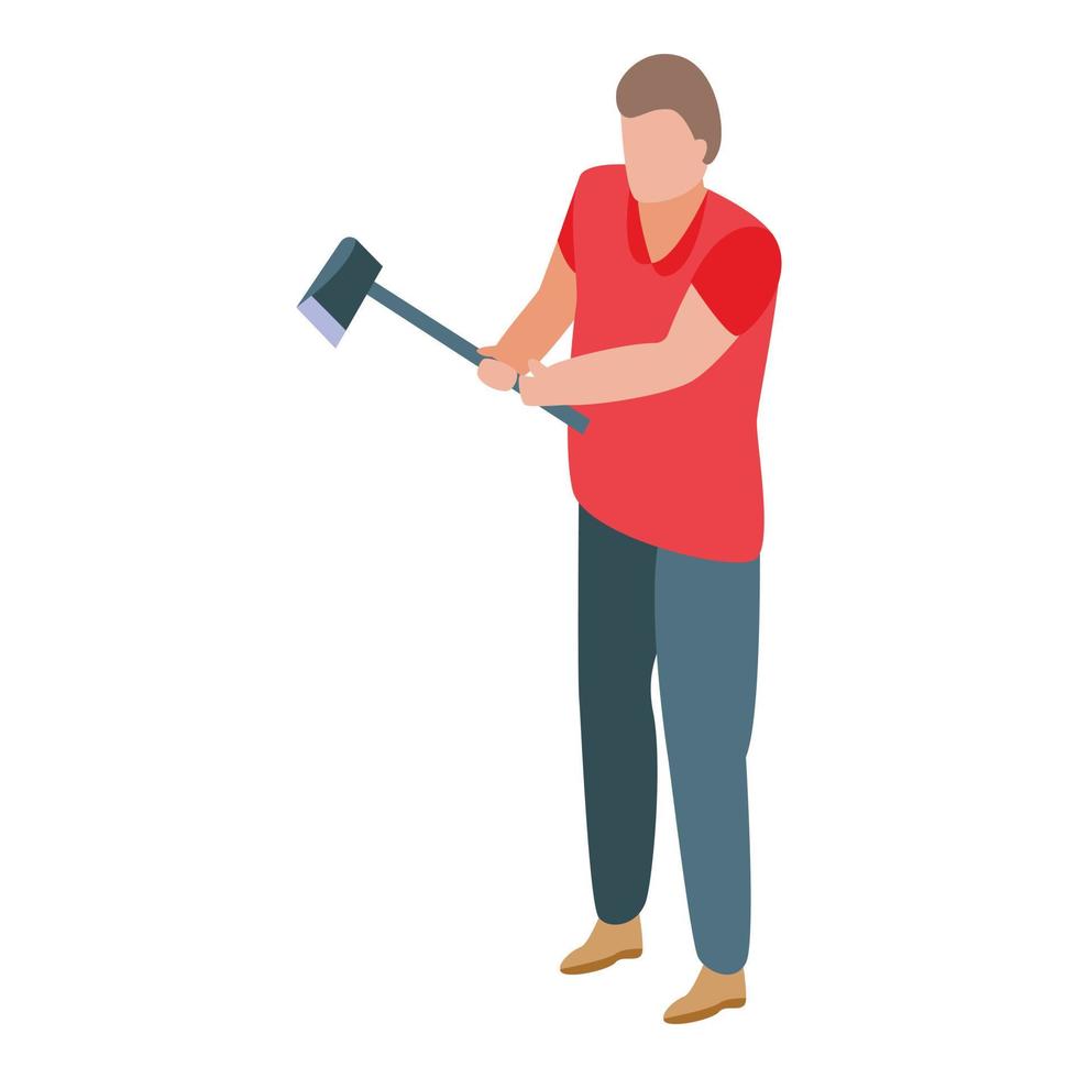 Lumberjack hand axe icon, isometric style vector