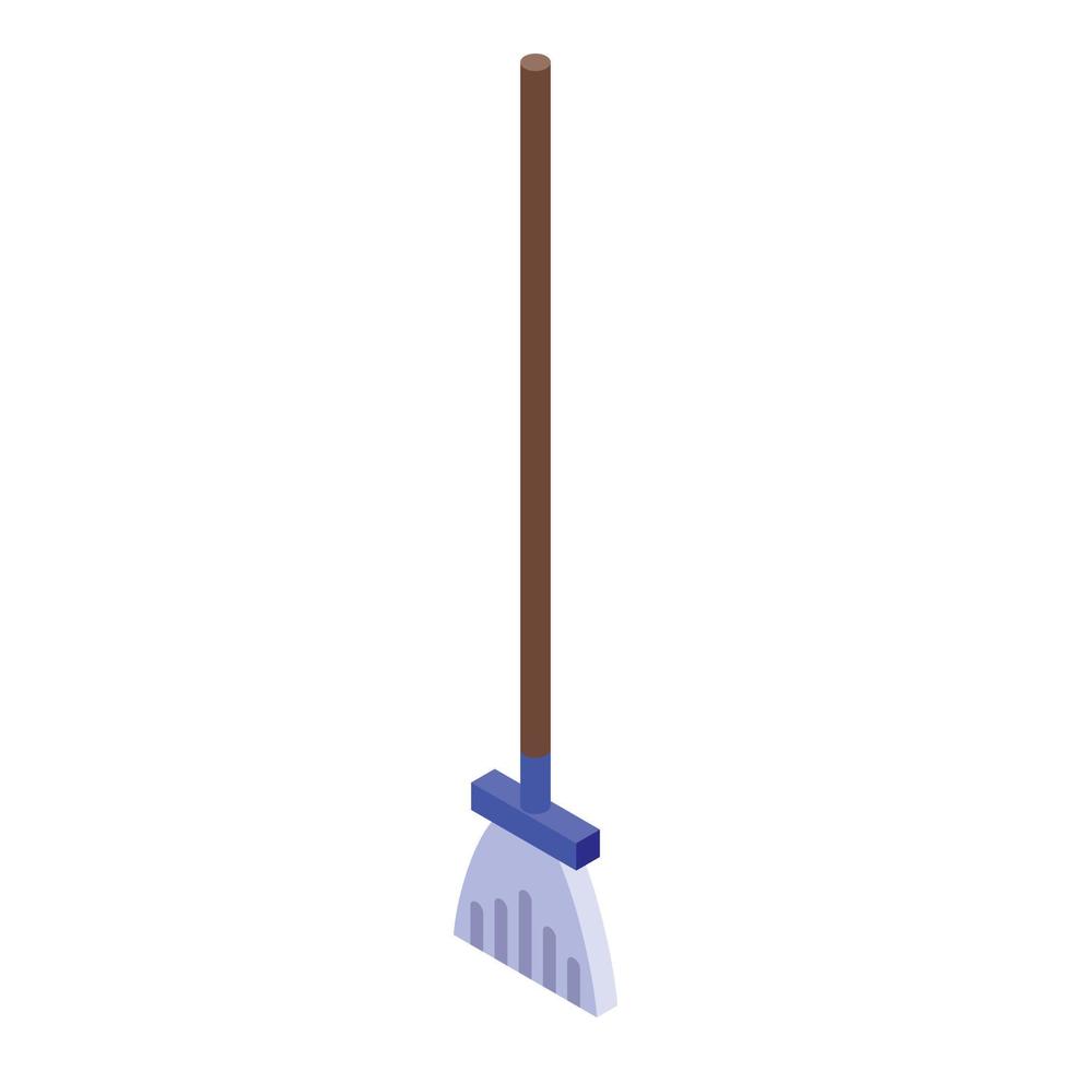 Broom mop icon, isometric style vector