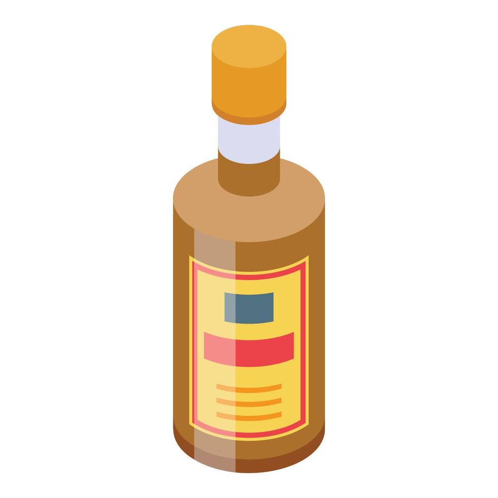 Whiskey bottle icon, isometric style vector