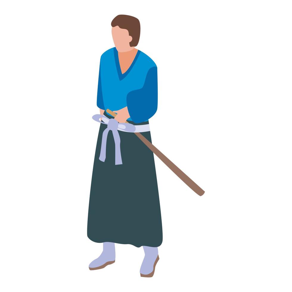 Samurai man icon, isometric style vector