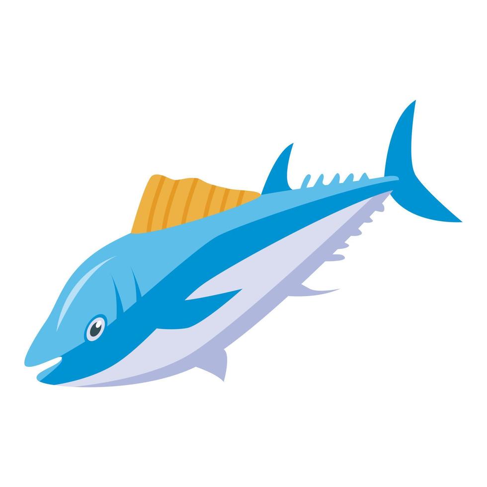 Ocean tuna fish icon, isometric style vector