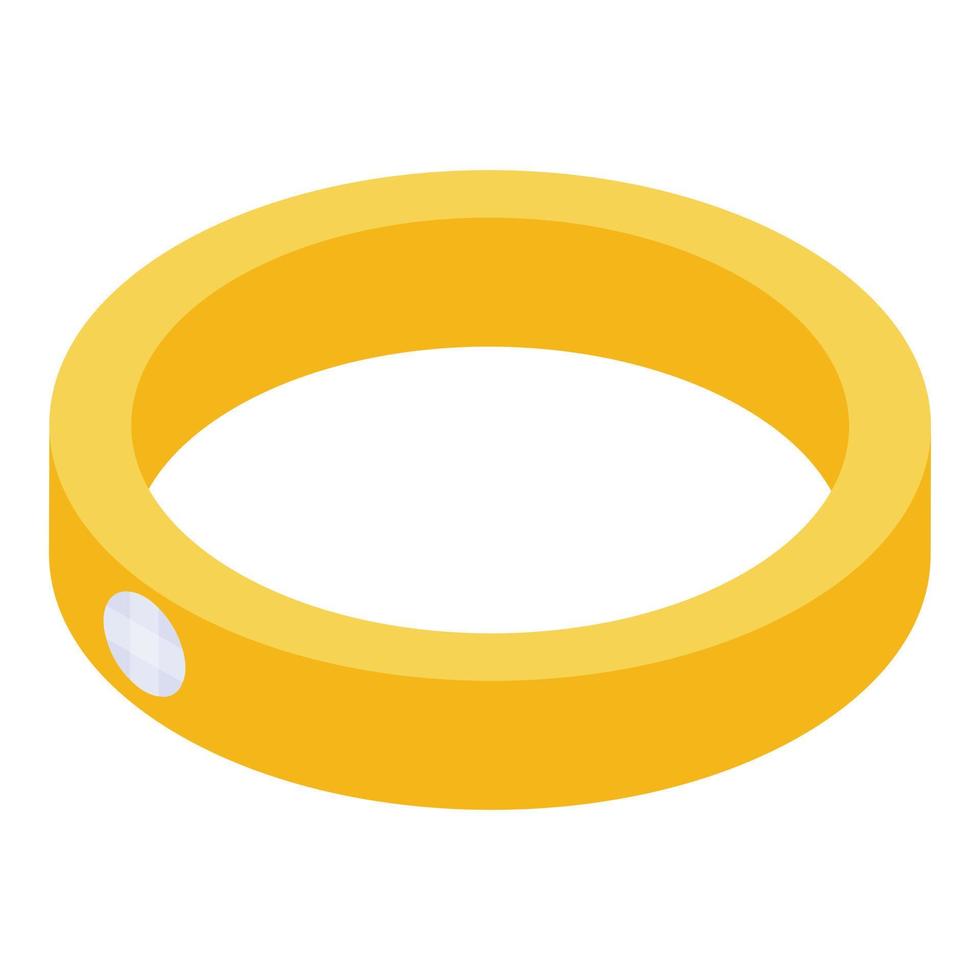 icono de anillo de oro casado, estilo isométrico vector