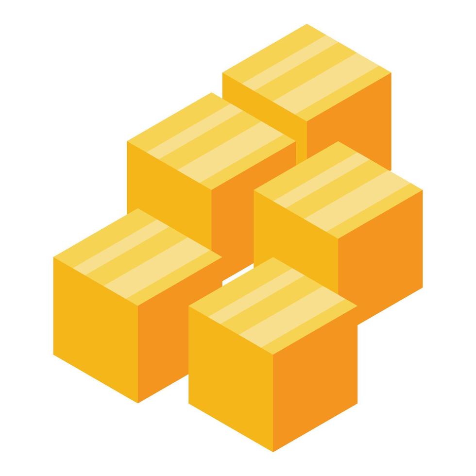 Cutted mango cubes icon, isometric style vector