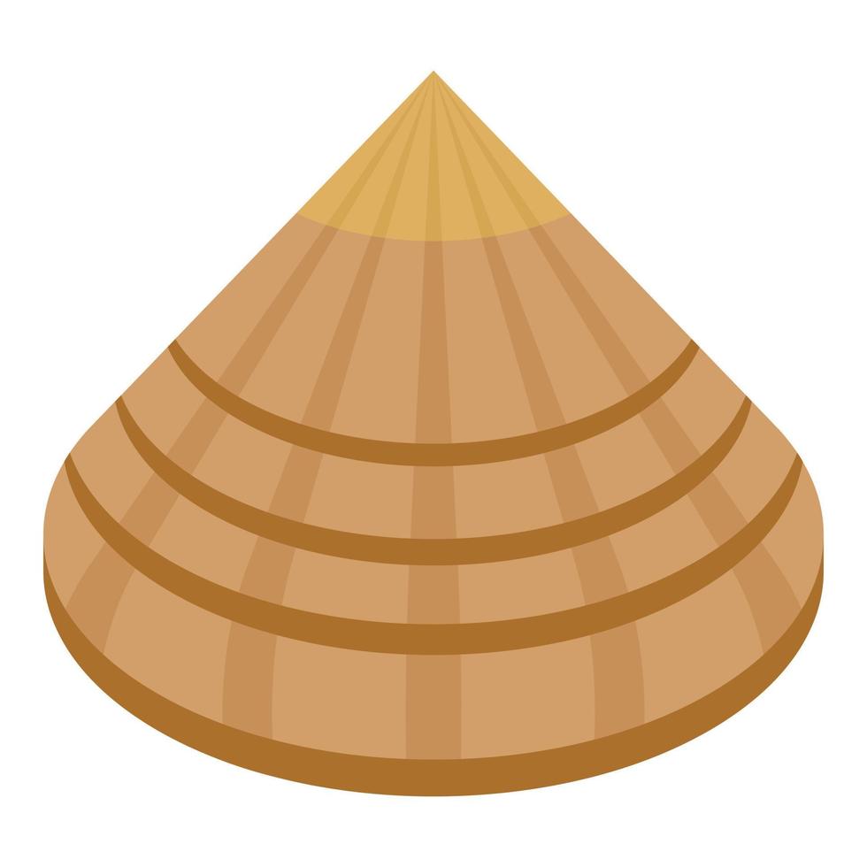 Samurai cone hat icon, isometric style vector