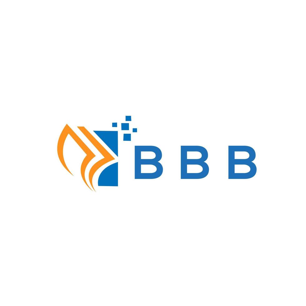 diseño de logotipo de contabilidad de reparación de crédito bbb sobre fondo blanco. Concepto de logotipo de letra de gráfico de crecimiento de iniciales creativas bbb. diseño del logotipo de finanzas empresariales bbb. vector