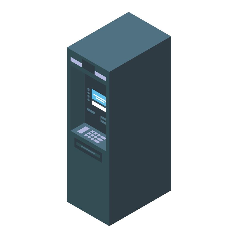 Black bank terminal icon, isometric style vector