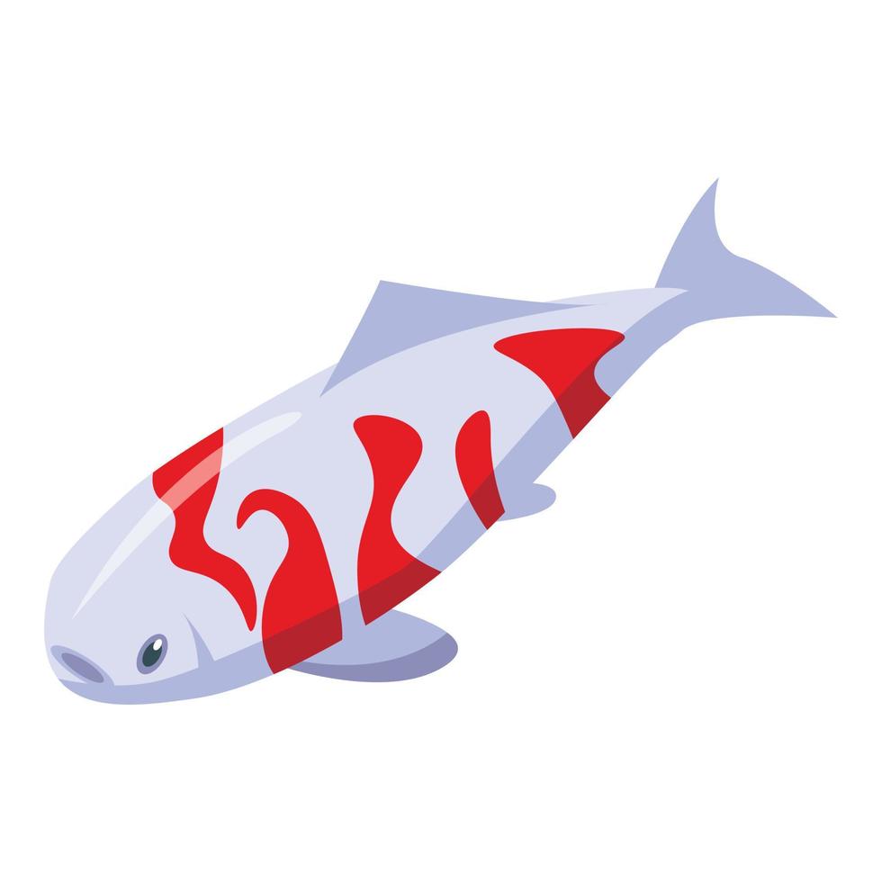 icono de carpa koi roja blanca, estilo isométrico vector