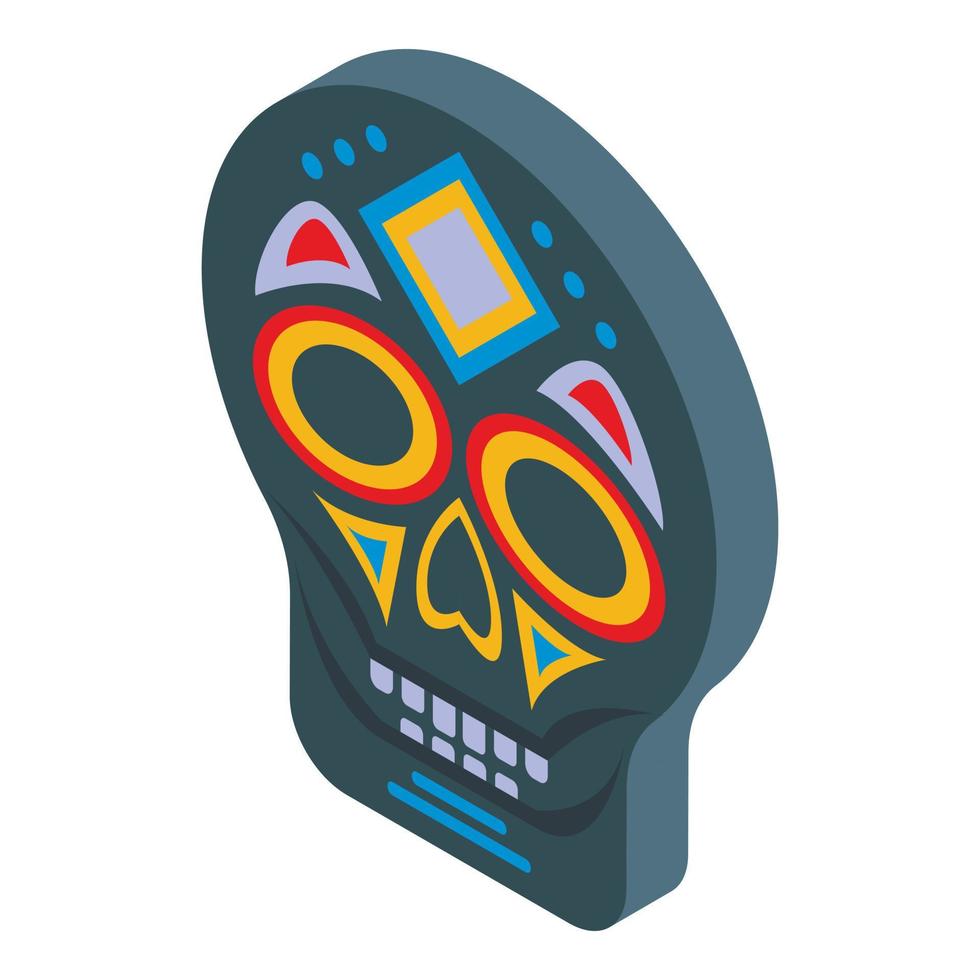 Mexican mask icon, isometric style vector