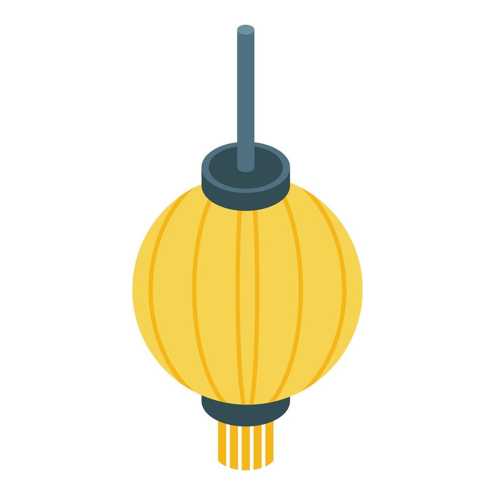 Yellow chinese lantern icon, isometric style vector