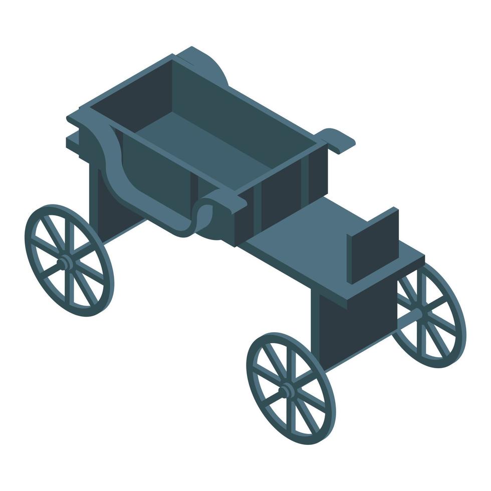 Black horse carriage icon, isometric style vector