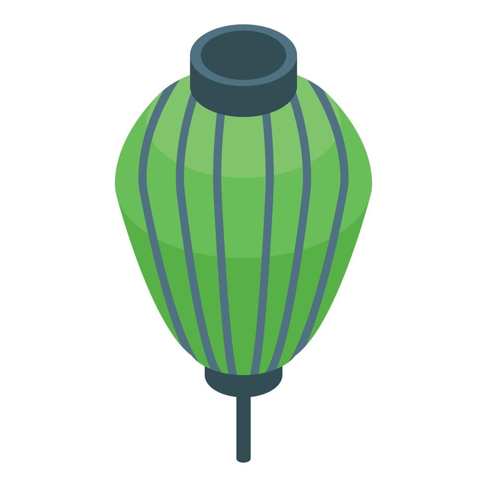 Green paper lantern icon, isometric style vector