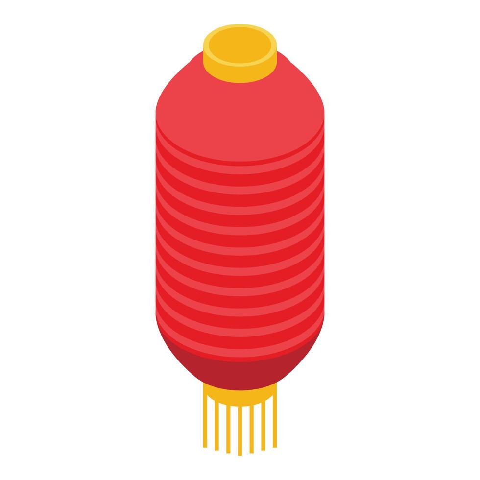 Cylindrical paper lantern icon, isometric style vector