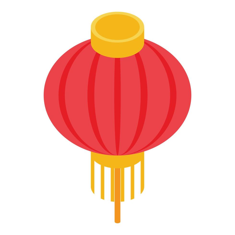 Red paper lantern icon, isometric style vector