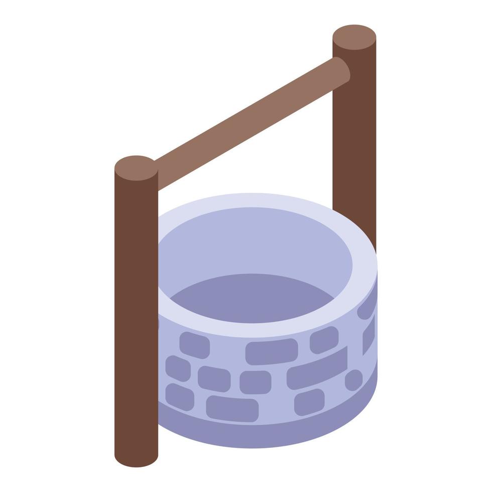 Stone well icon, isometric style vector