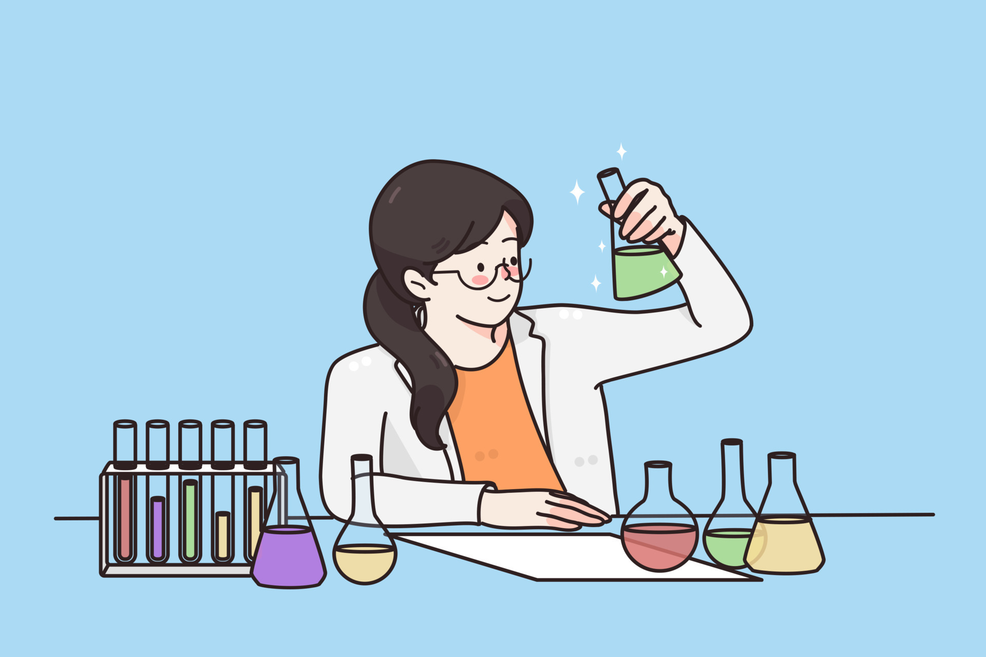 Working in laboratory, scientific experience concept. Young smiling