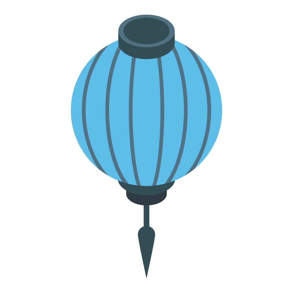 Blue paper lantern icon, isometric style vector