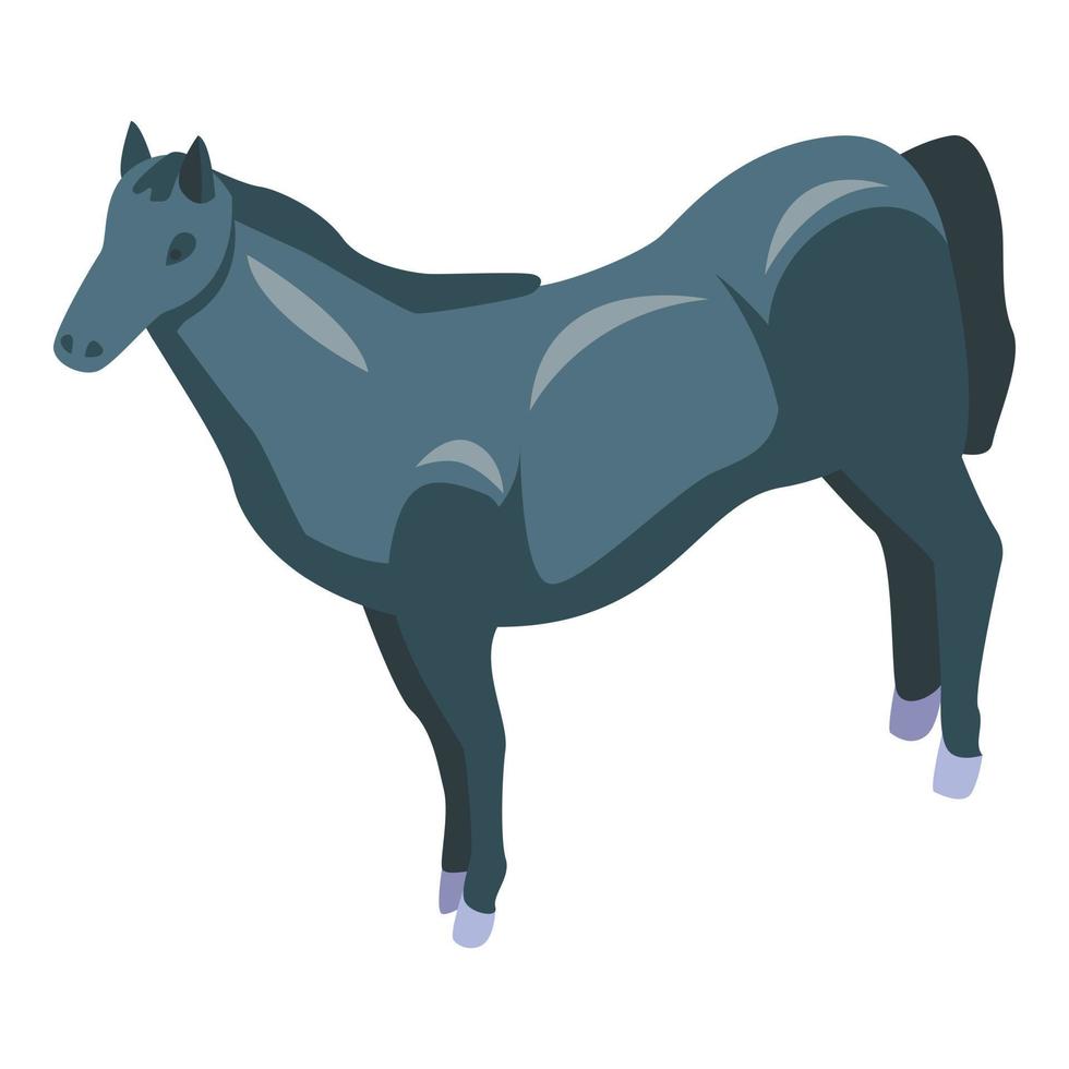 icono de caballo negro, estilo isométrico vector