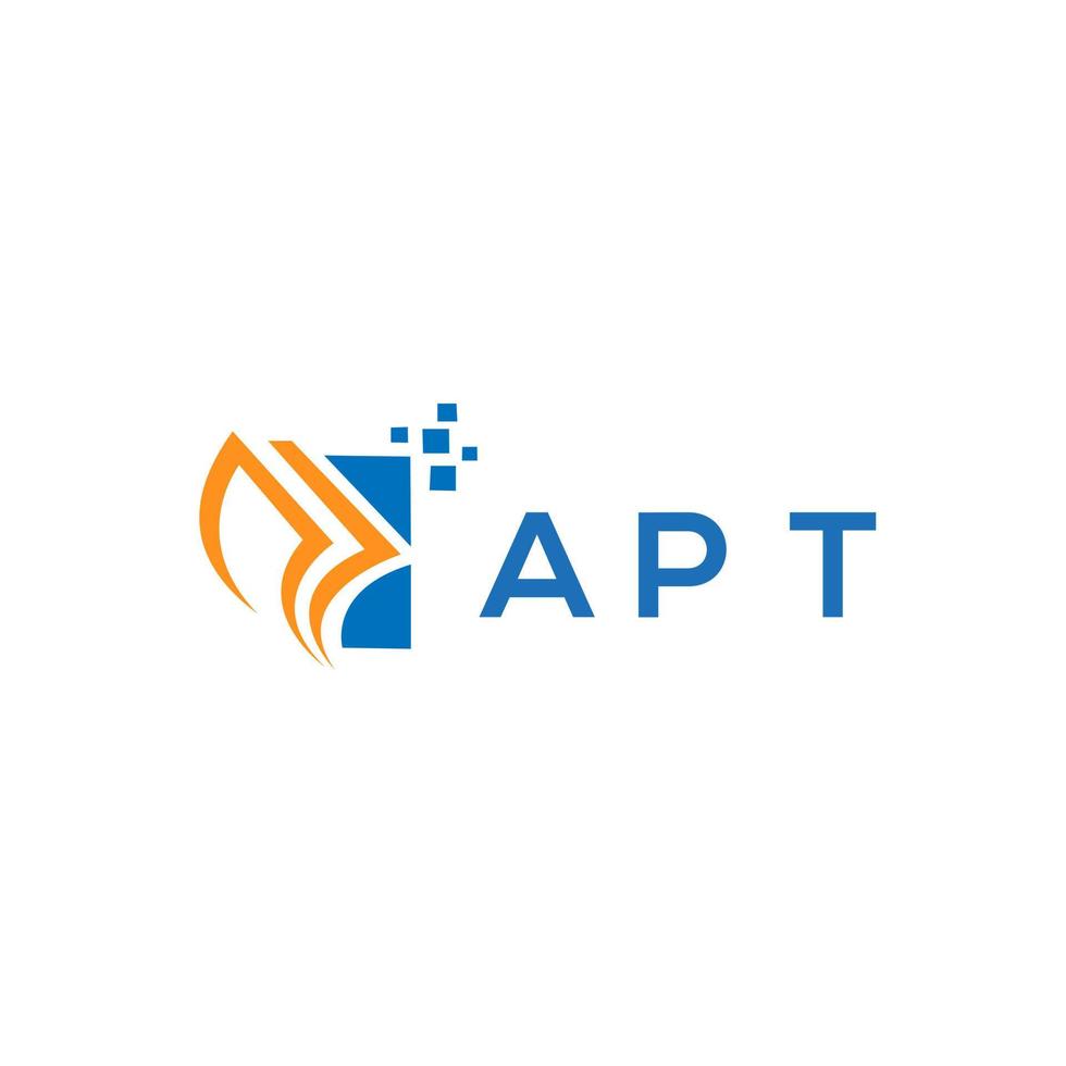 diseño de logotipo de contabilidad de reparación de crédito apt sobre fondo blanco. concepto creativo del logotipo de la letra del gráfico de crecimiento de las iniciales apt. diseño de logotipo de finanzas empresariales apto. vector