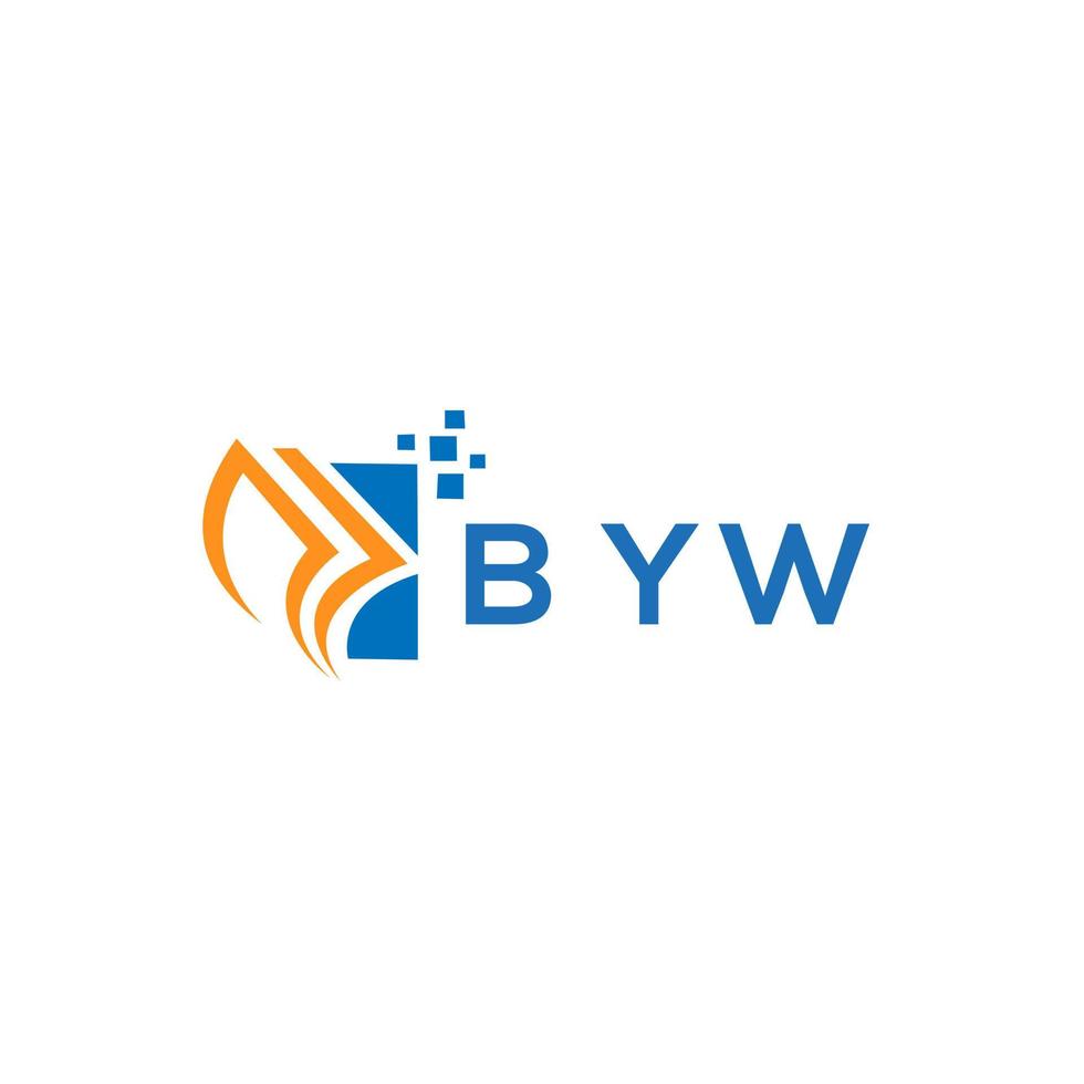 BYW credit repair accounting logo design on white background. BYW creative initials Growth graph letter logo concept. BYW business finance logo design. vector