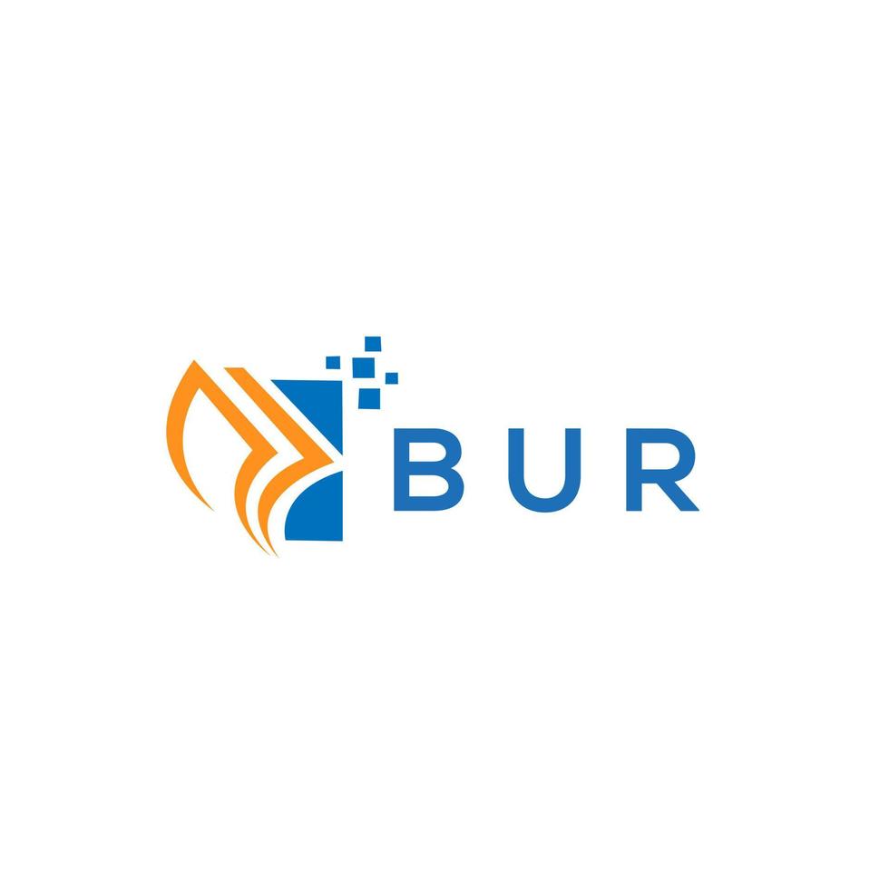 diseño de logotipo de contabilidad de reparación de crédito bur sobre fondo blanco. bur creative iniciales gráfico de crecimiento letra logo concepto. diseño de logotipo de finanzas empresariales bur. vector