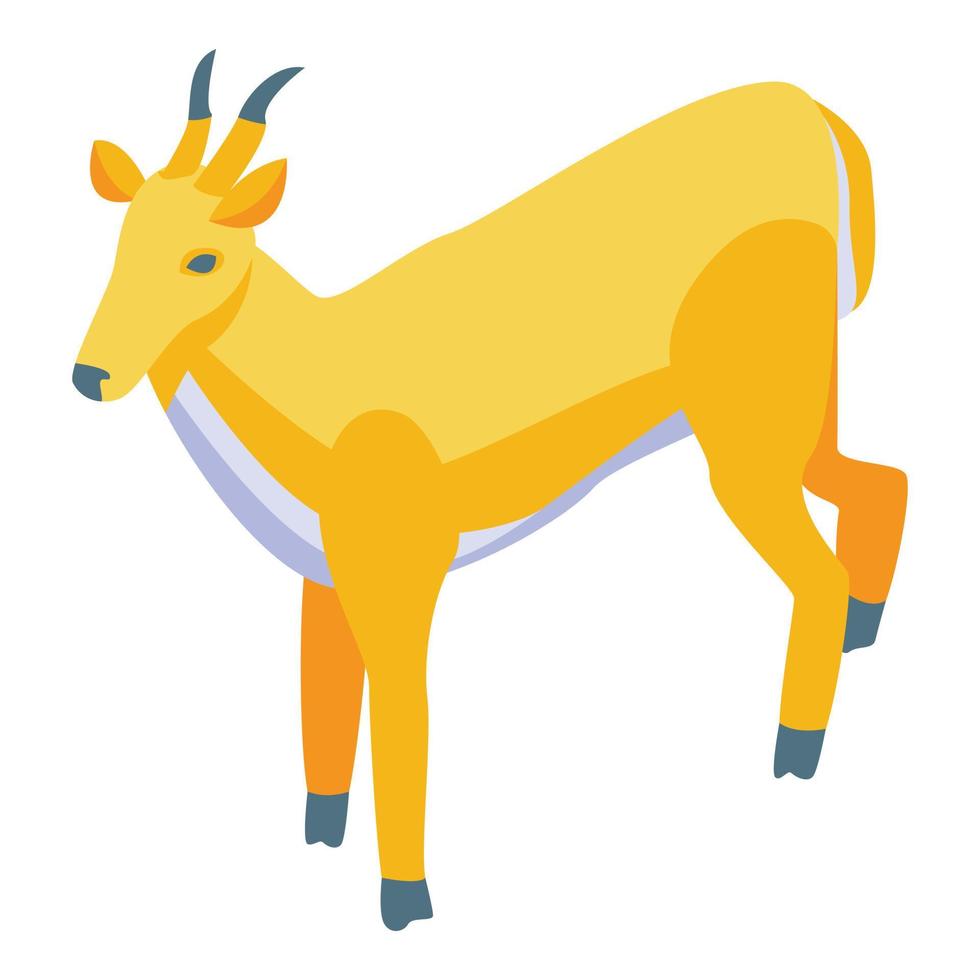 icono de ciervo amarillo, estilo isométrico vector