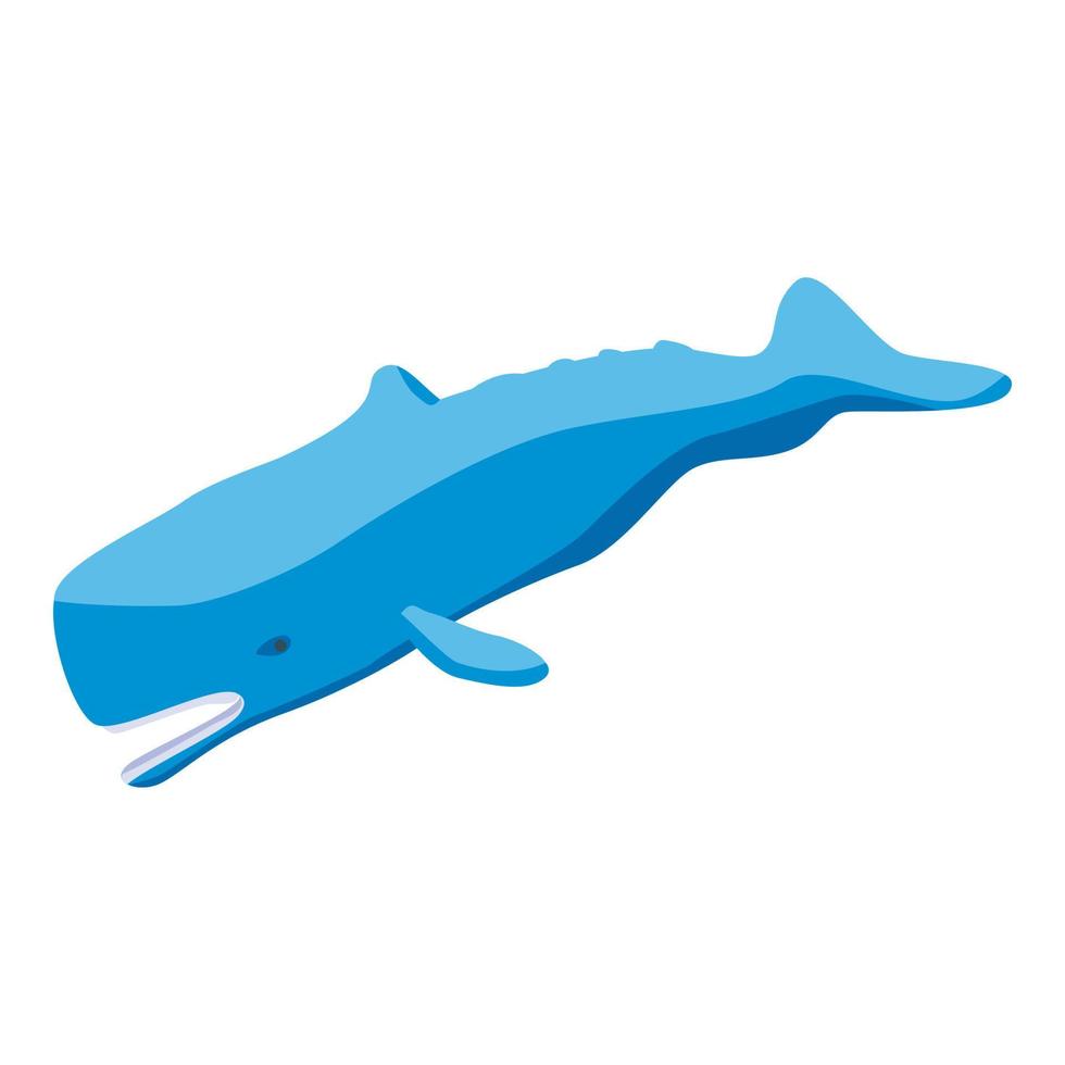 Ocean blue whale icon, isometric style vector