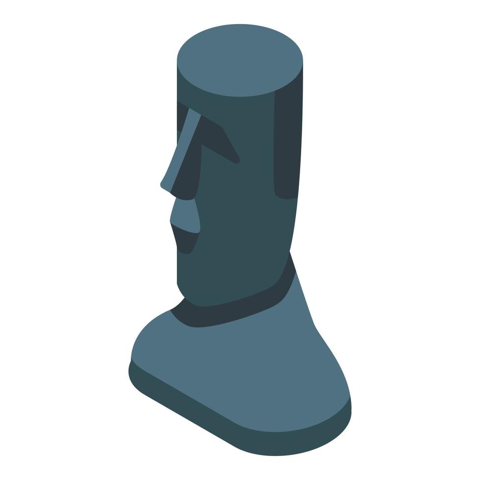 Eastern island statue head icon, isometric style vector