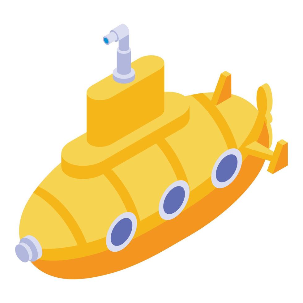 Yellow submarine icon, isometric style vector