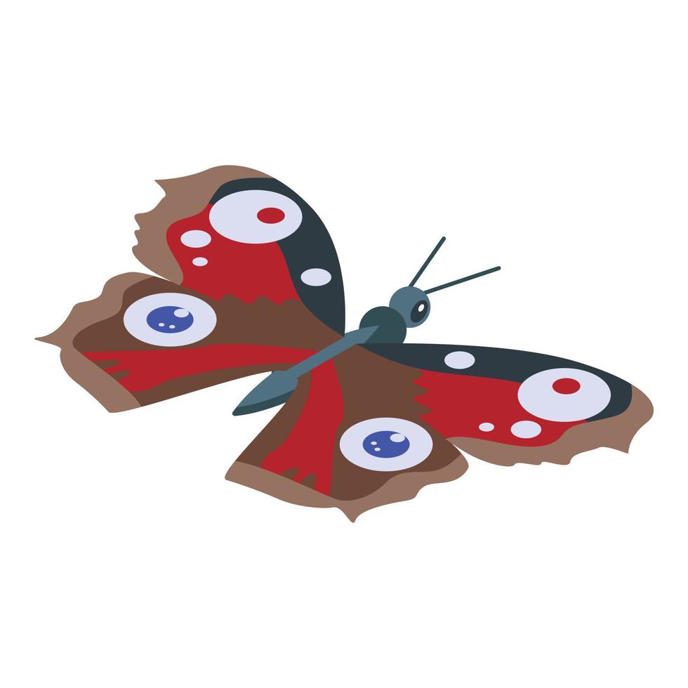 Red eye butterfly icon, isometric style vector