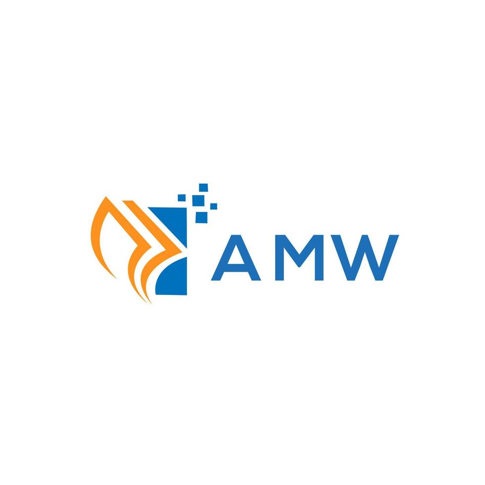 diseño de logotipo de contabilidad de reparación de crédito amw sobre fondo blanco. amw creativo iniciales gráfico de crecimiento letra logo concepto. diseño del logotipo de finanzas empresariales amw. vector