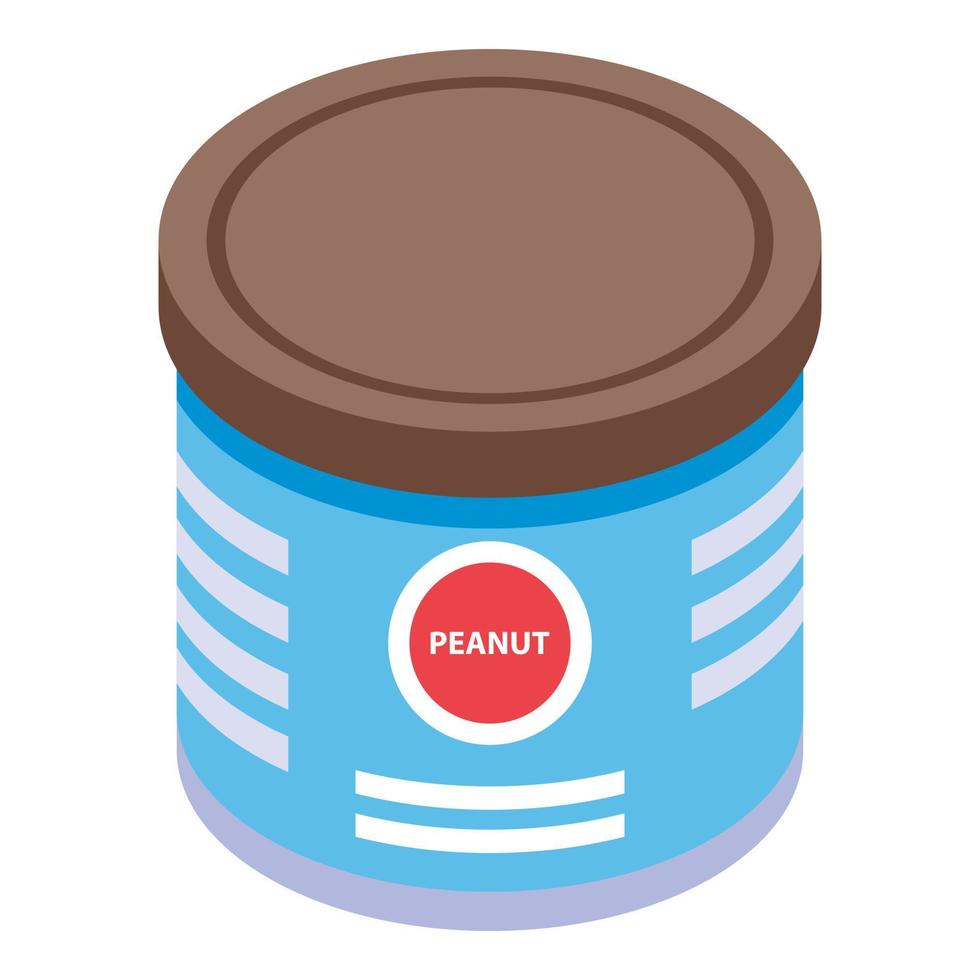 Peanut steel jar icon, isometric style vector