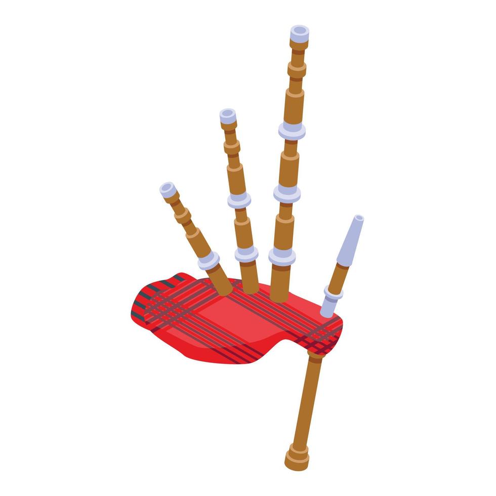 Bagpipes icon, isometric style vector