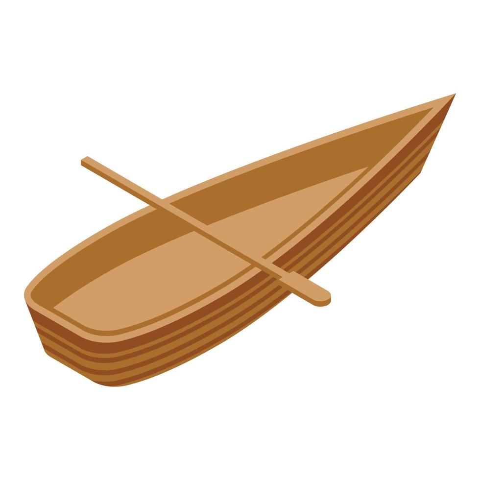 icono de barco de madera africana, estilo isométrico vector