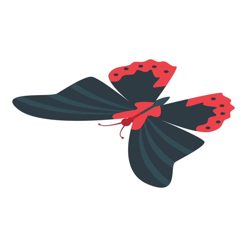 icono de mariposa negra roja, estilo isométrico vector