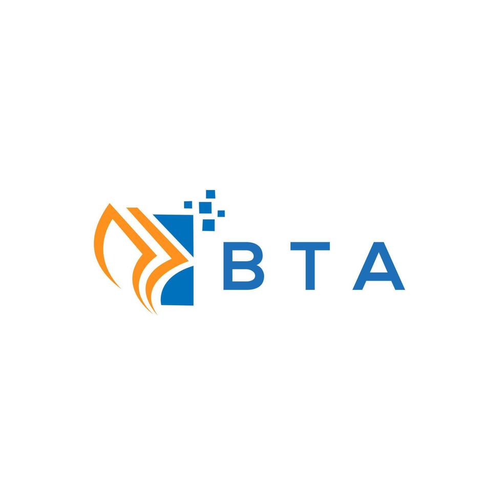 diseño de logotipo de contabilidad de reparación de crédito bta sobre fondo blanco. concepto de logotipo de letra de gráfico de crecimiento de iniciales creativas bta. diseño del logotipo de finanzas empresariales bta. vector