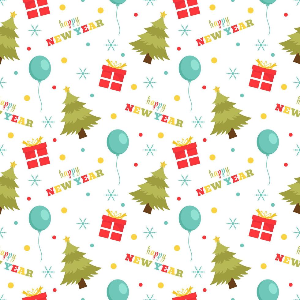 Happy New Year 2023 Seamless Pattern Design with Decoration in Template Hand Drawn Cartoon Flat Illustration vector