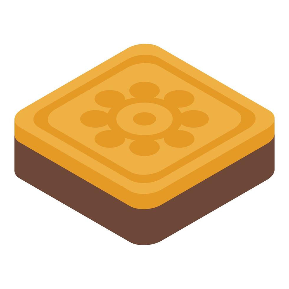 Square cream cookie icon, isometric style vector