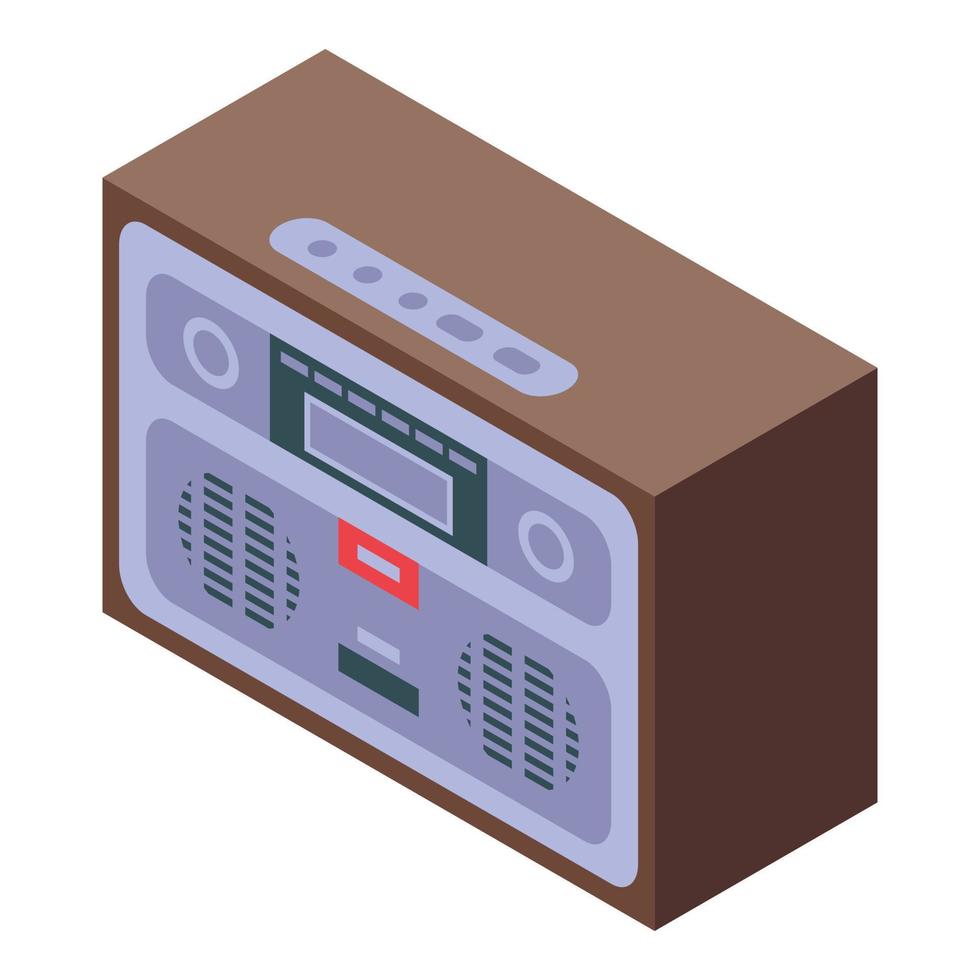Vintage radio icon, isometric style vector