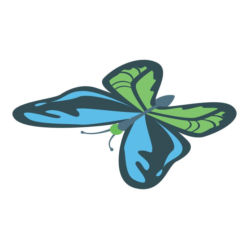 Blue green butterfly icon, isometric style vector